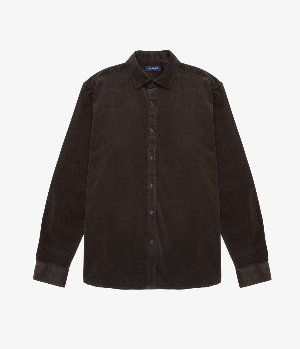 Camisa Hombre Algodón Cotelé Rob Verde Oscuro