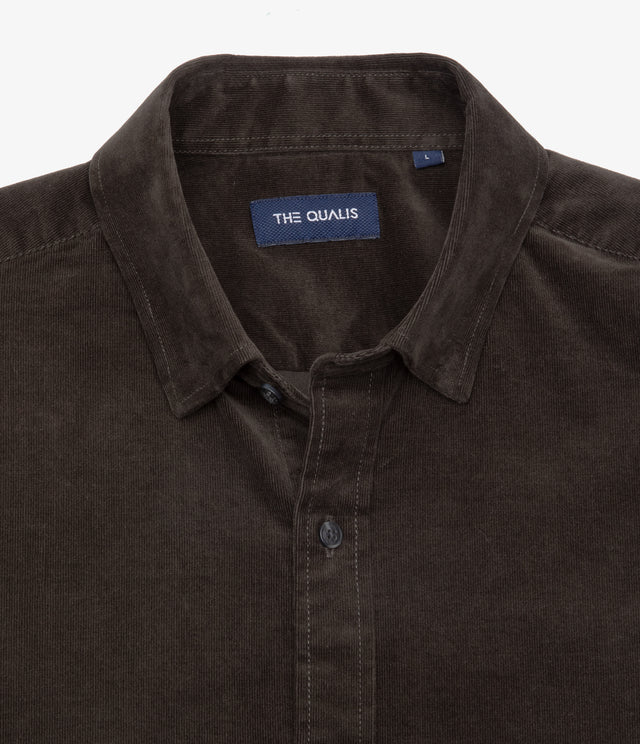 Camisa Hombre Algodón Cotelé Rob Verde Oscuro