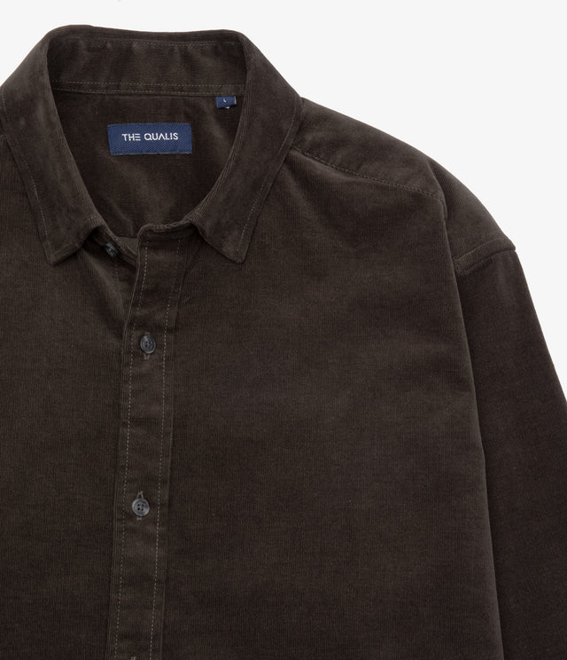 Camisa Hombre Algodón Cotelé Rob Verde Oscuro
