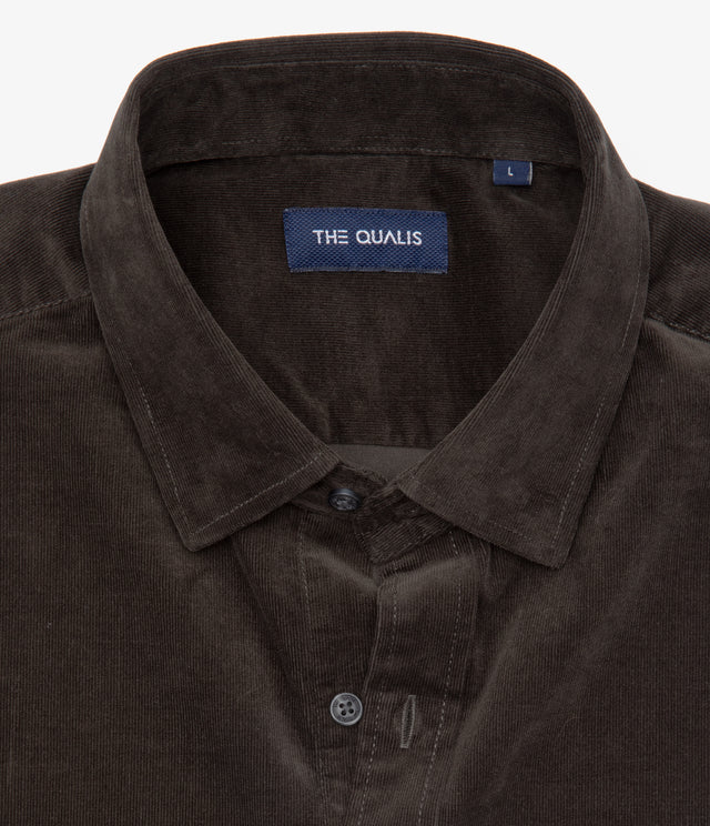 Camisa Hombre Algodón Cotelé Rob Verde Oscuro
