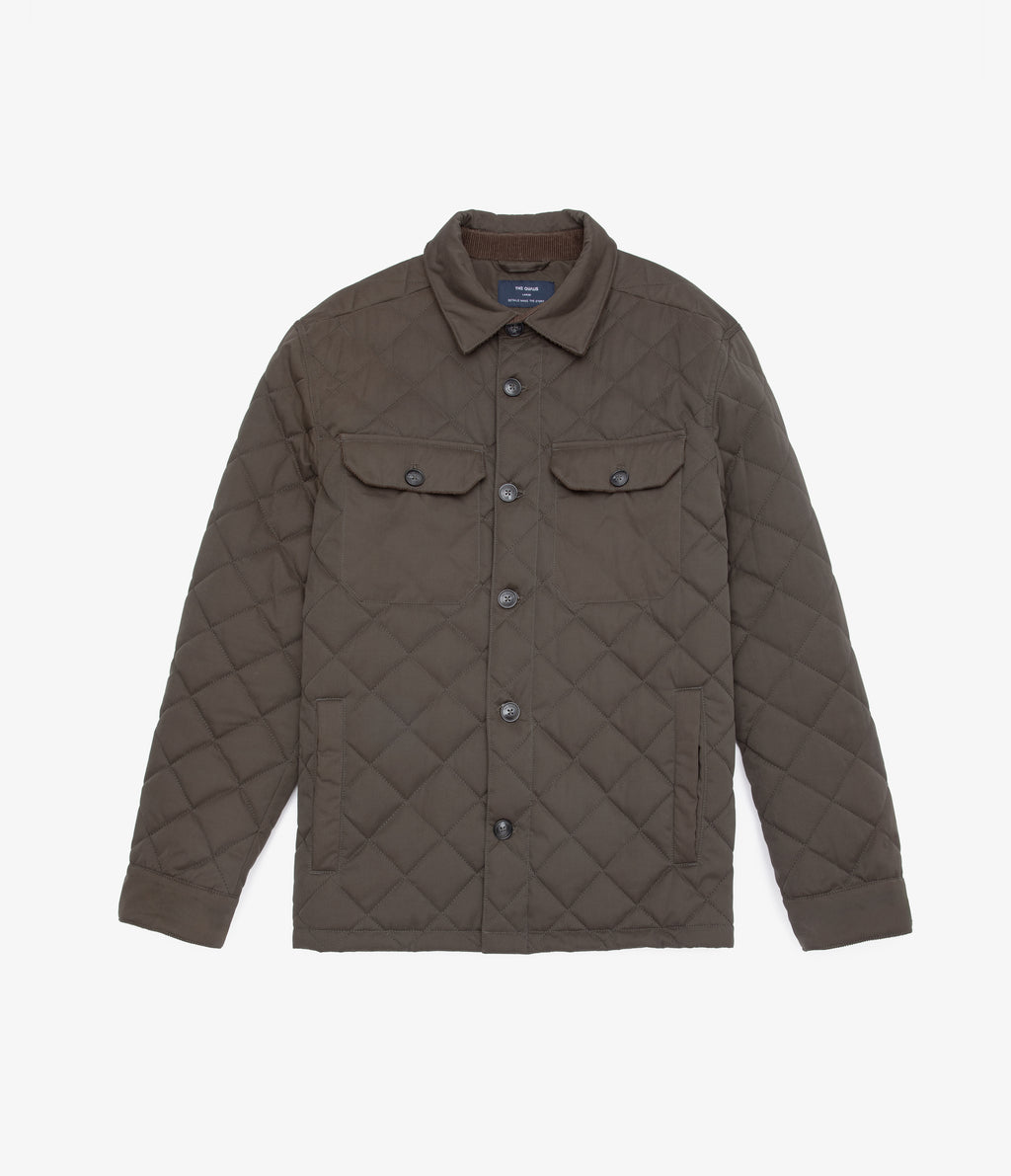 Parka Hombre Quilted Abotonada Verde Oscuro