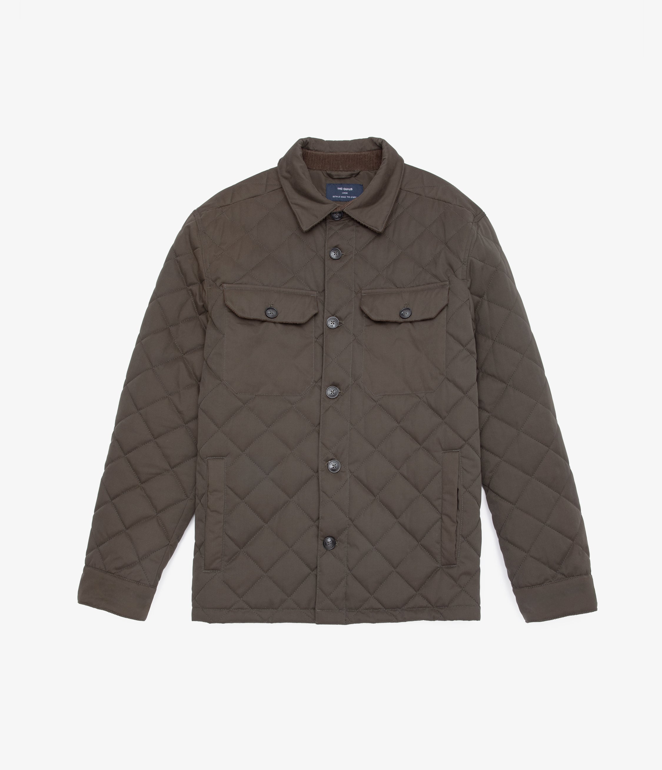 Parka Hombre Quilted Abotonada Verde Oscuro