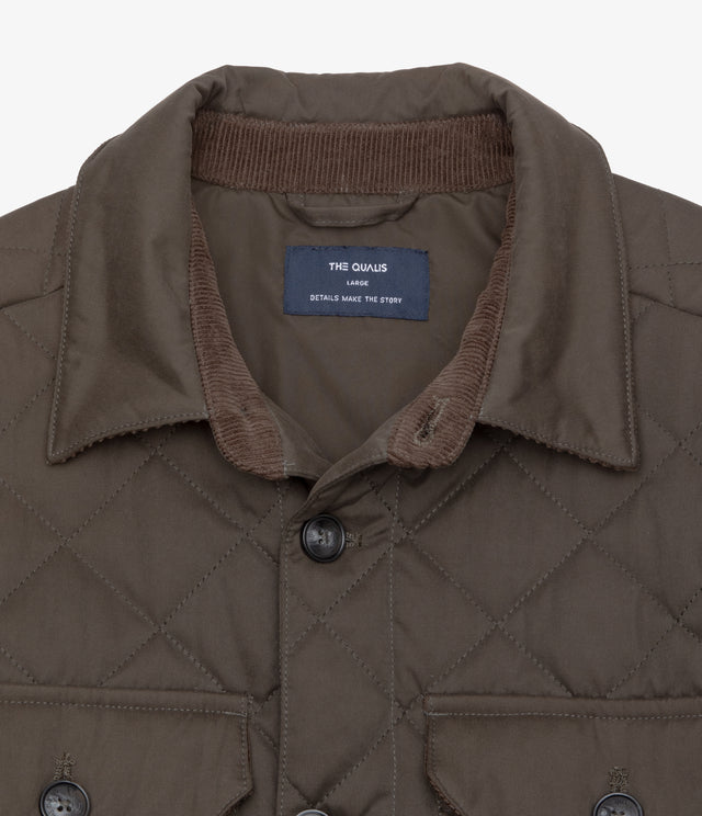 Parka Hombre Quilted Abotonada Verde Oscuro