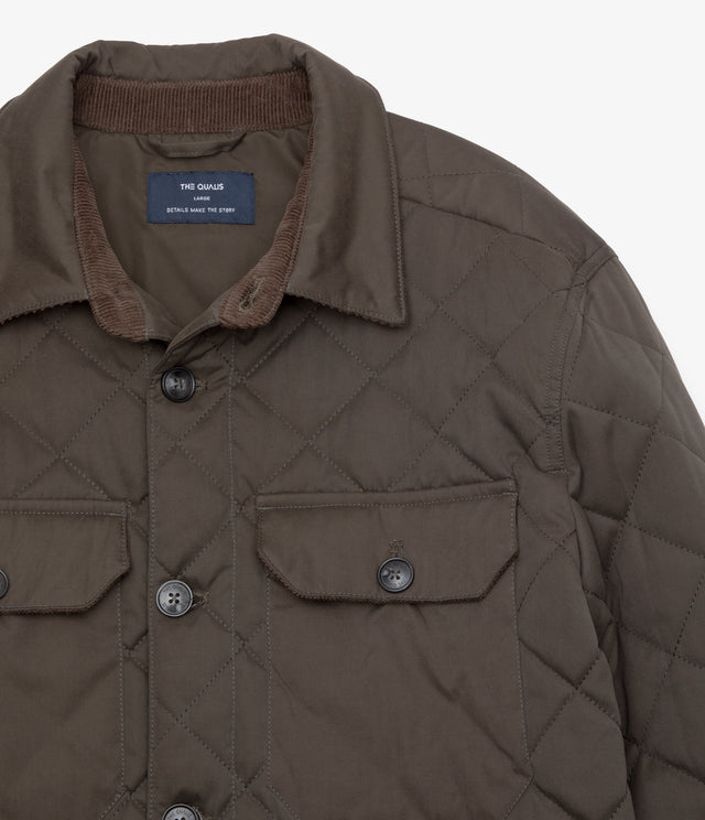 Parka Hombre Quilted Abotonada Verde Oscuro