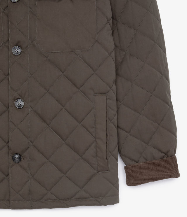 Parka Hombre Quilted Abotonada Verde Oscuro