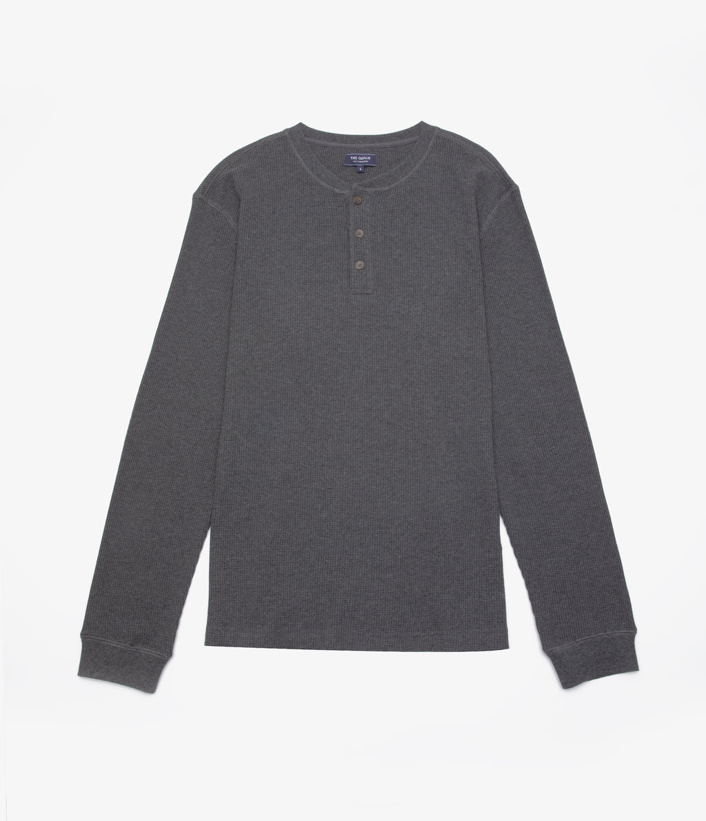 Polera Hombre Algodón Waffle Gris Marengo
