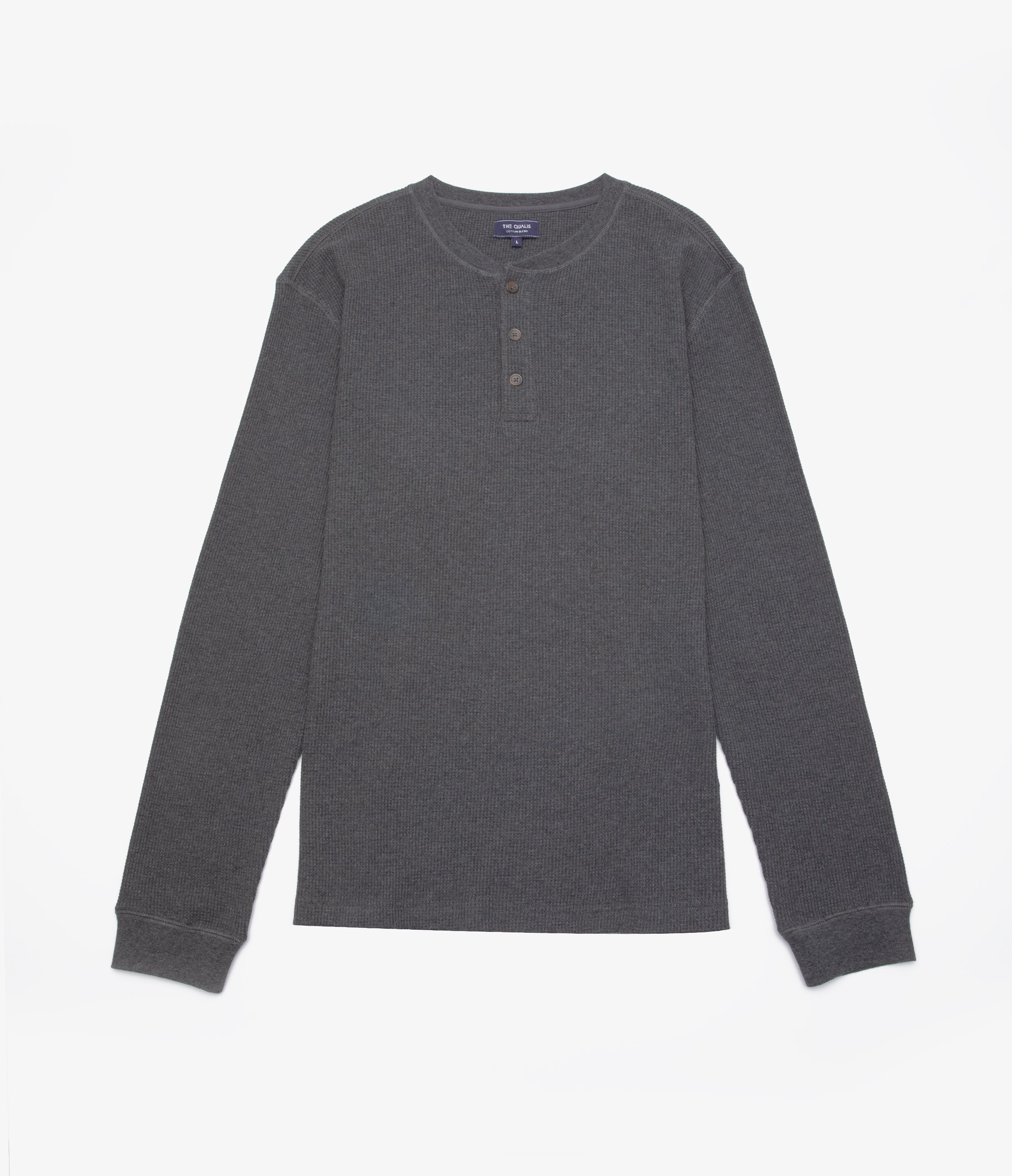 Polera Hombre Algodón Waffle Gris Marengo