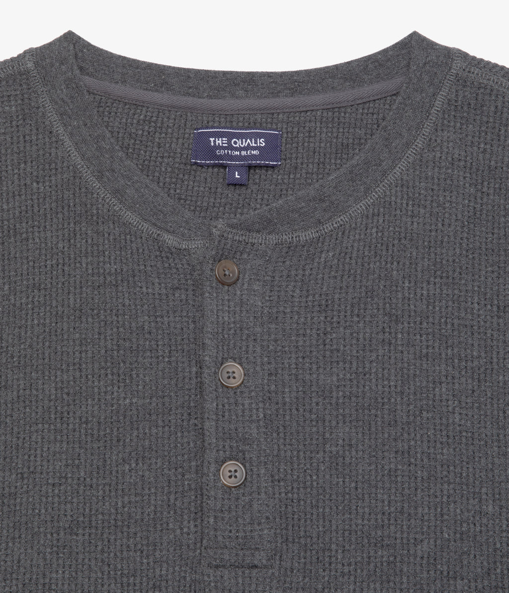 Polera Hombre Algodón Waffle Gris Marengo
