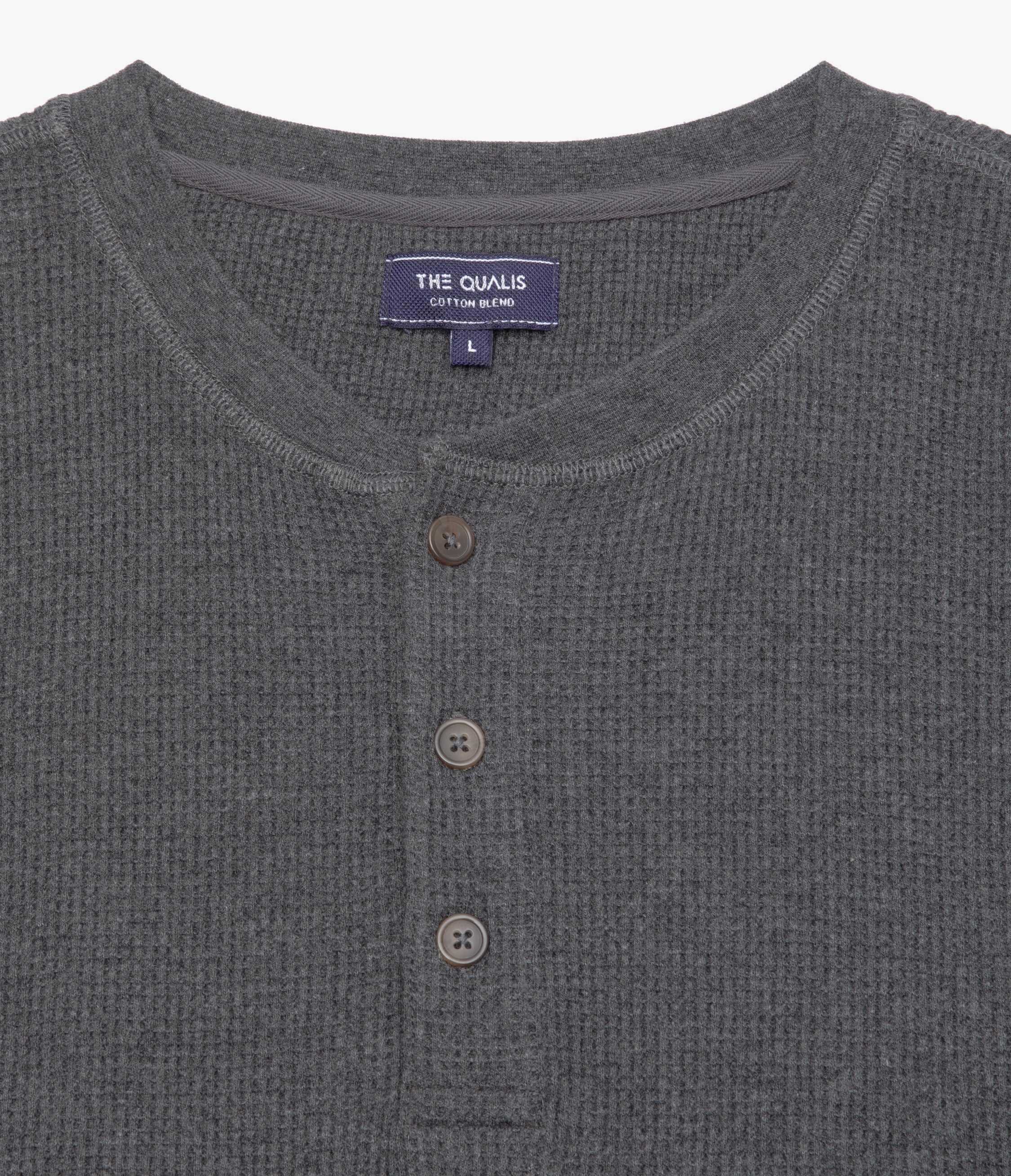 Polera Hombre Algodón Waffle Gris Marengo