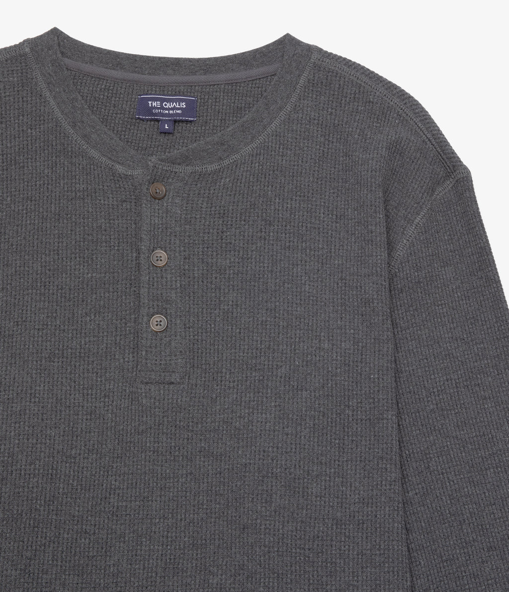 Polera Hombre Algodón Waffle Gris Marengo