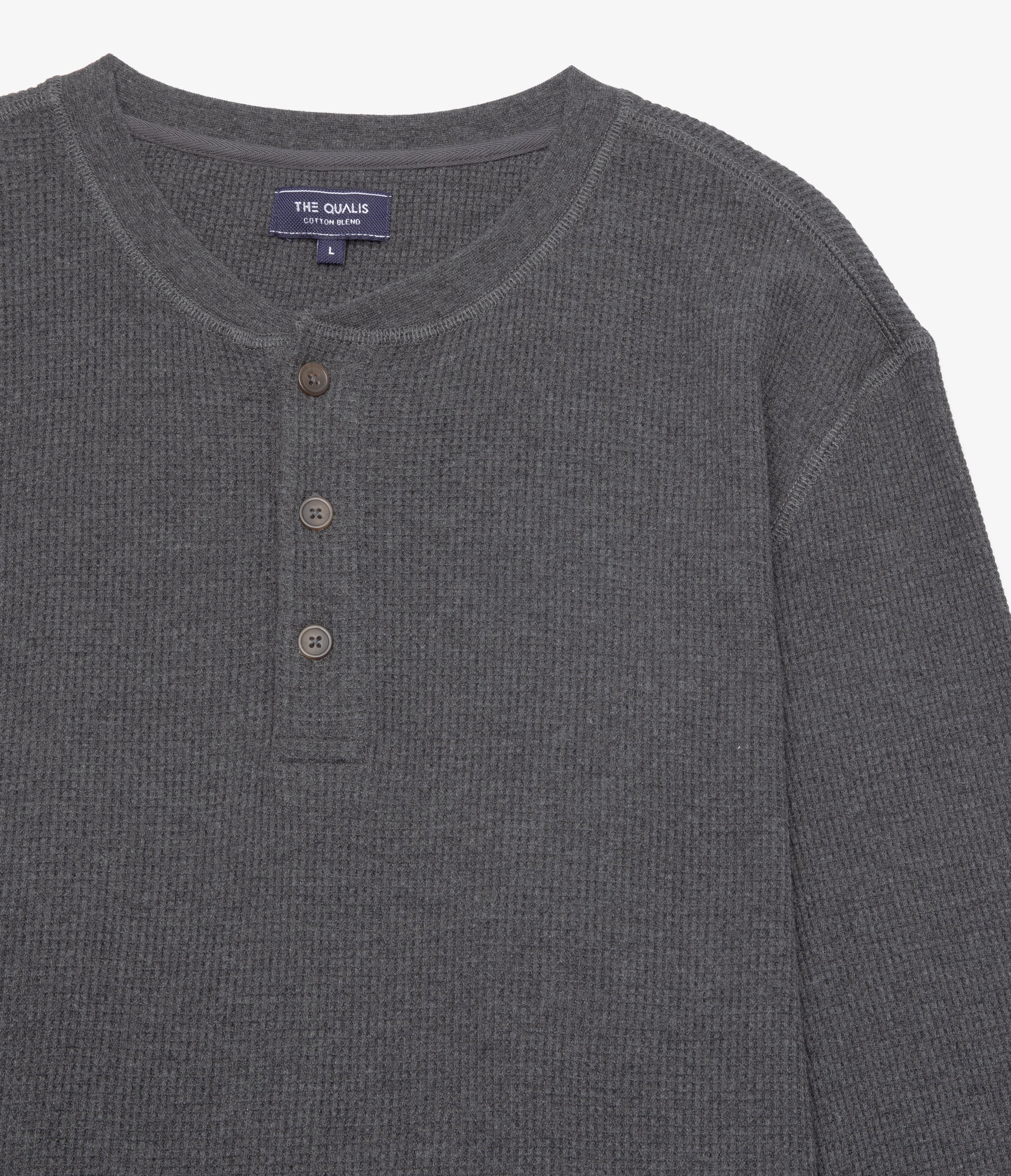 Polera Hombre Algodón Waffle Gris Marengo