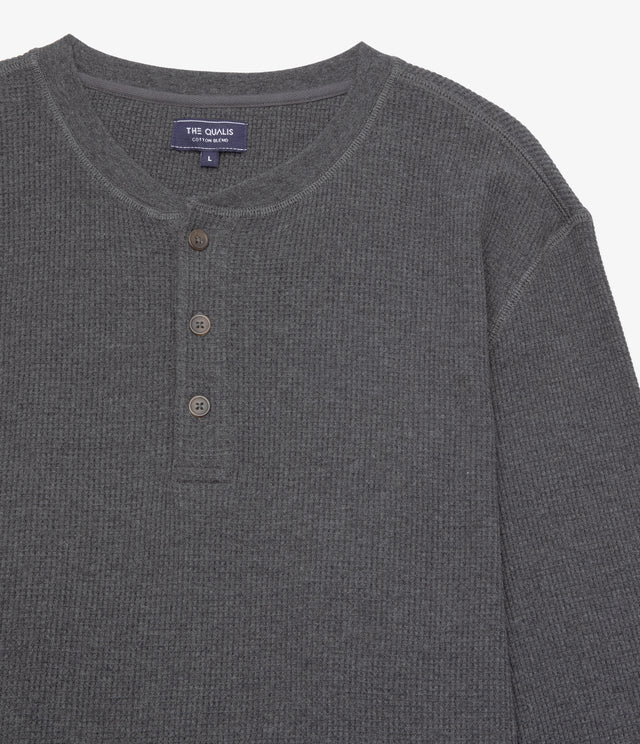 Polera Hombre Algodón Waffle Gris Marengo