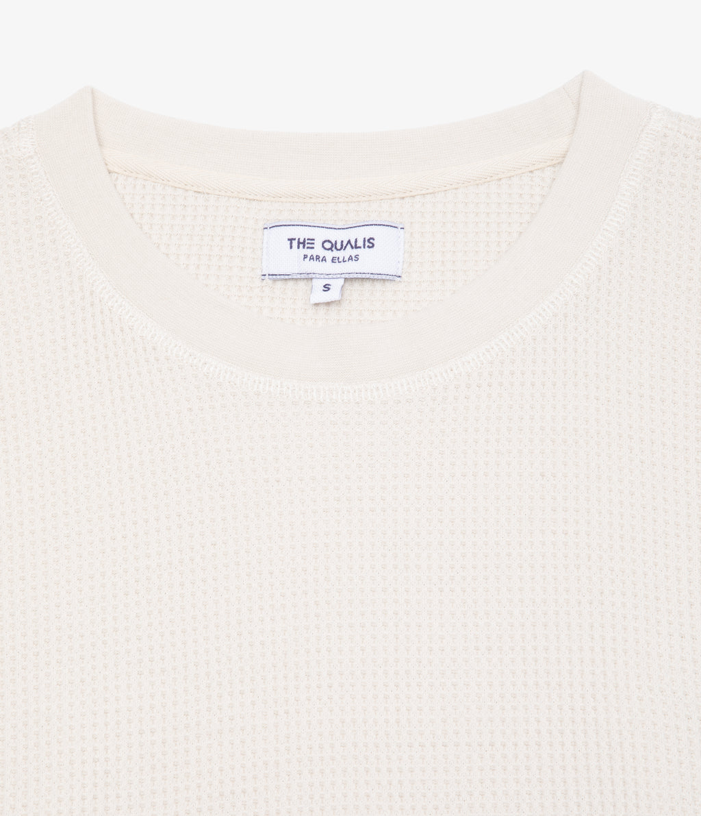 Polera Mujer Algodón Waffle Beige