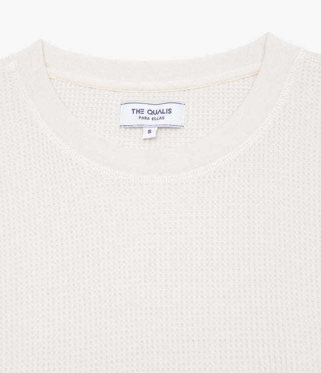 Polera Mujer Algodón Waffle Beige
