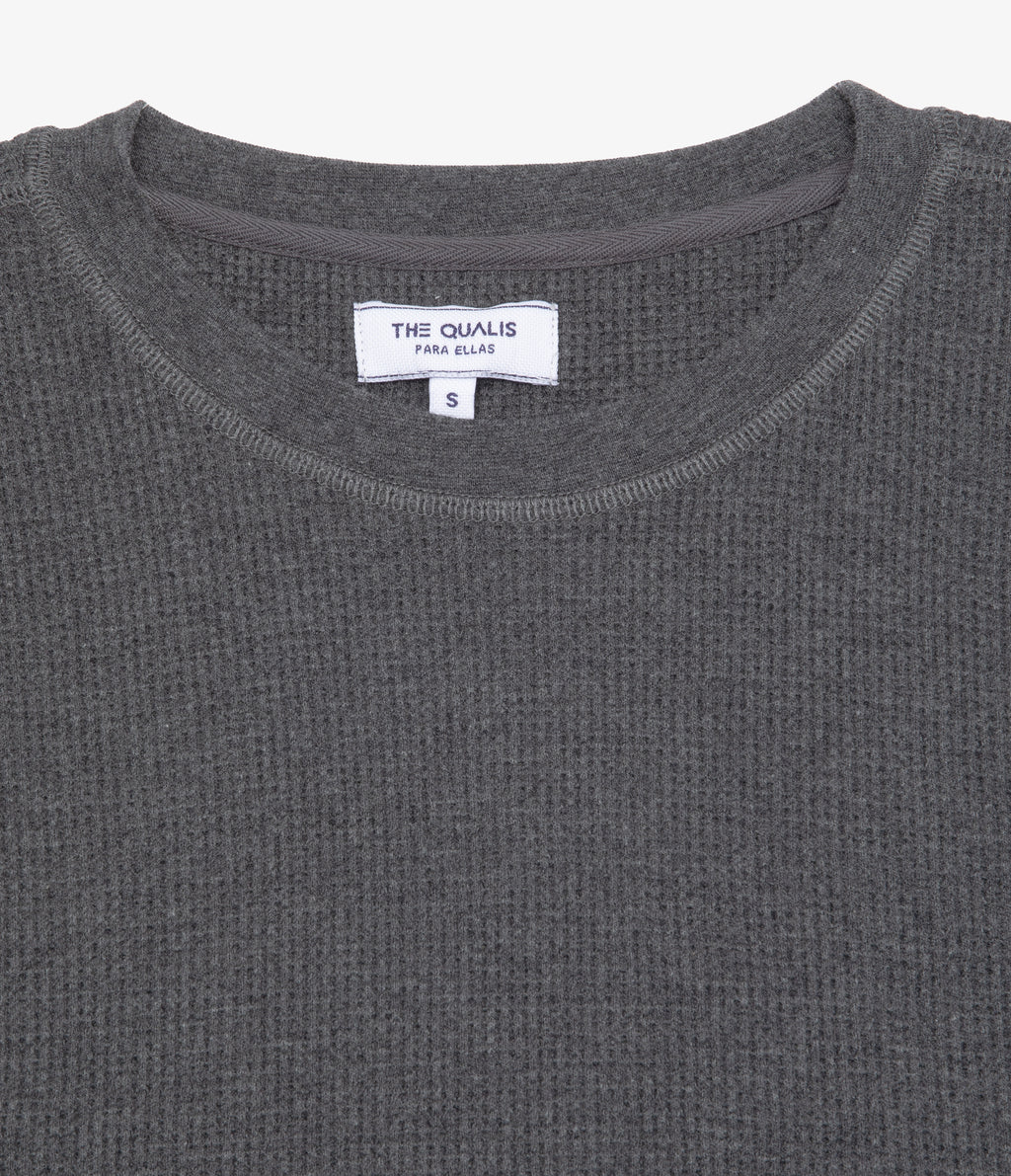 Polera Mujer Algodón Waffle Gris Marengo