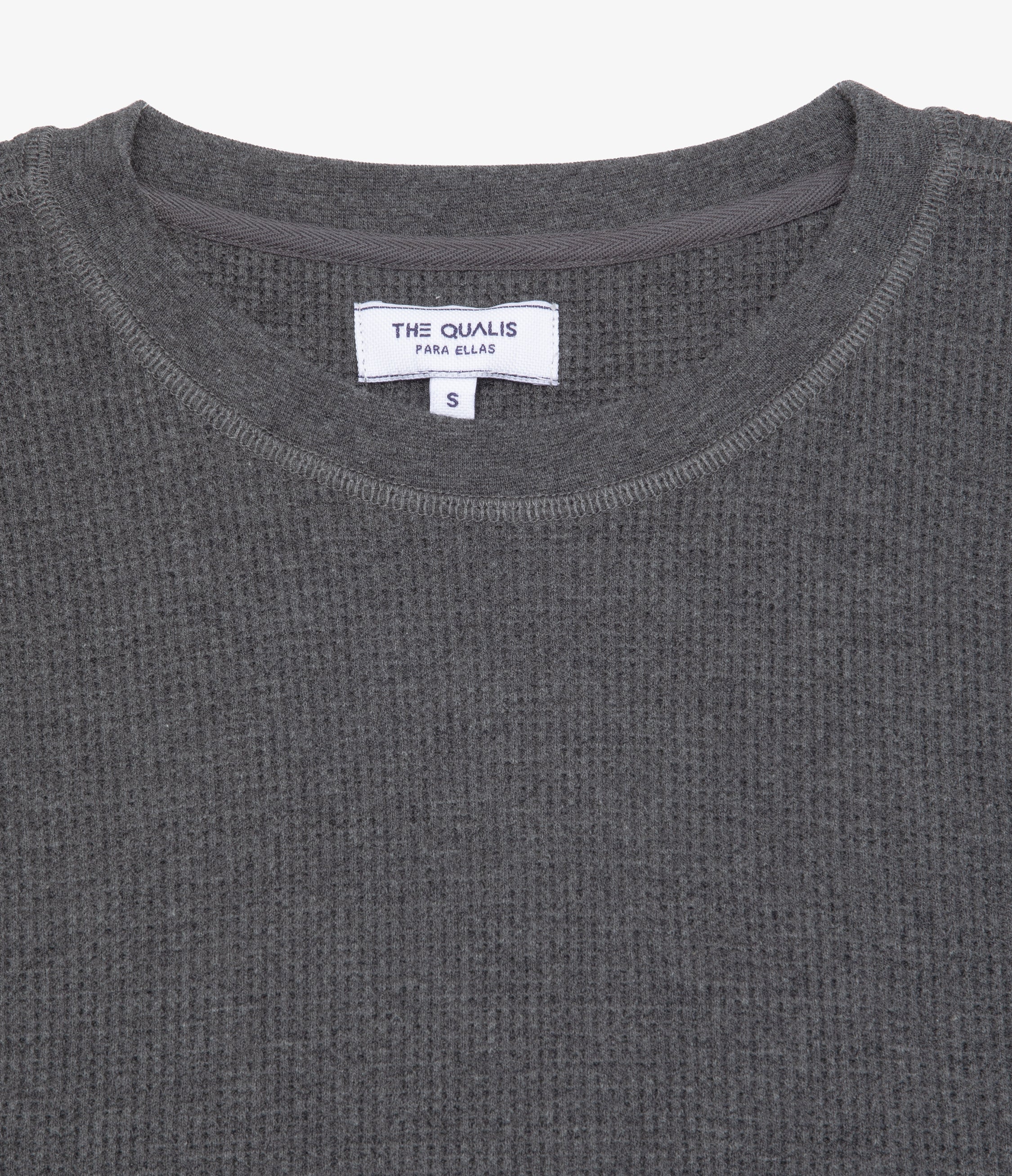 Polera Mujer Algodón Waffle Gris Marengo