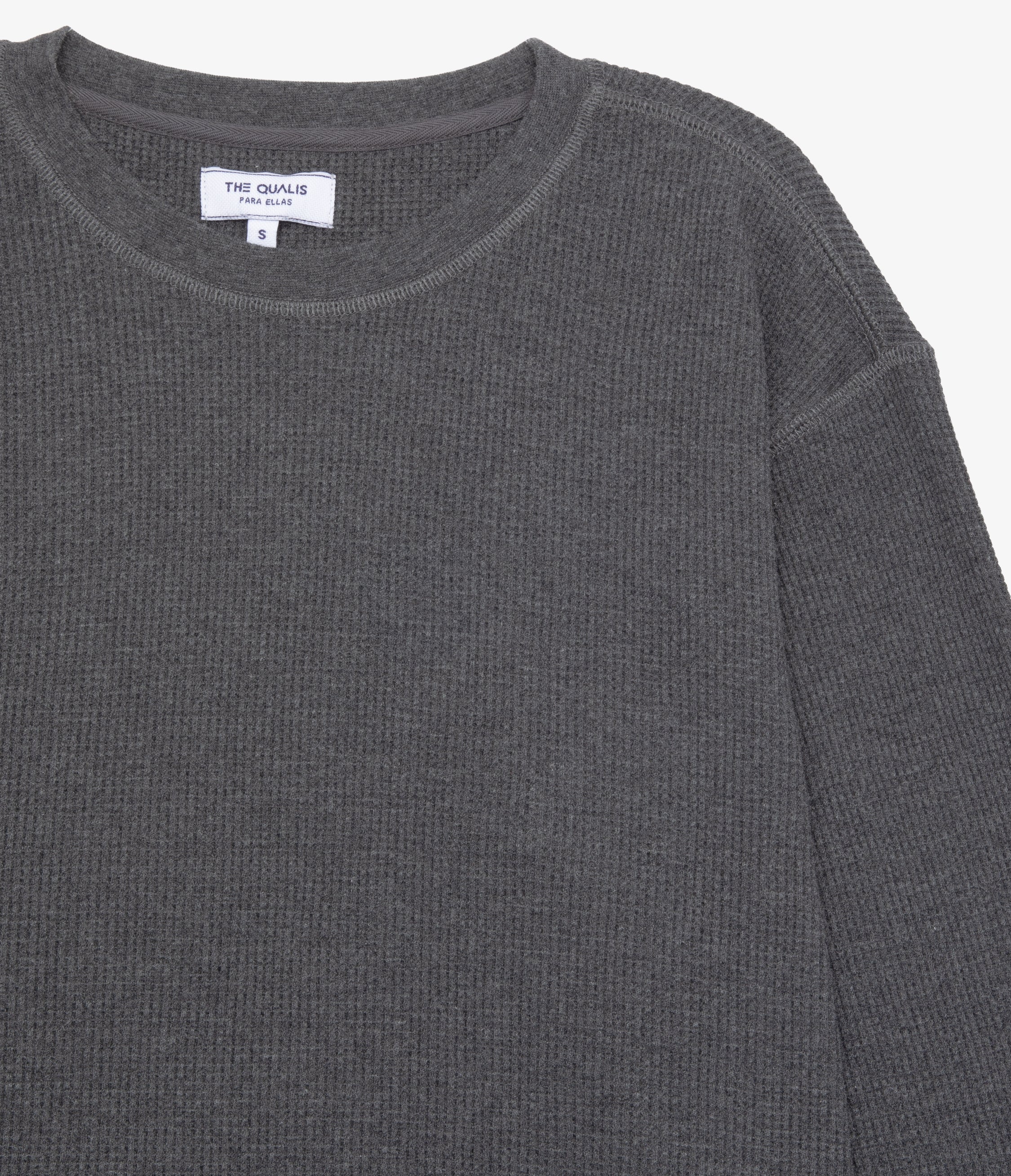 Polera Mujer Algodón Waffle Gris Marengo