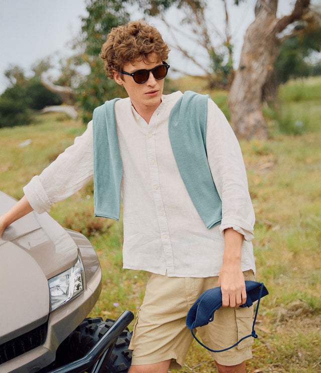 Bermuda Hombre Lino Algodón Gili Beige