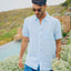 Camisa Hombre Lino Sintra M/Corta Celeste