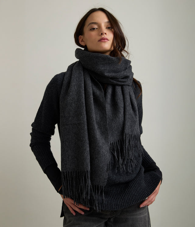 Bufanda Mujer 100% Lana Gris Marengo