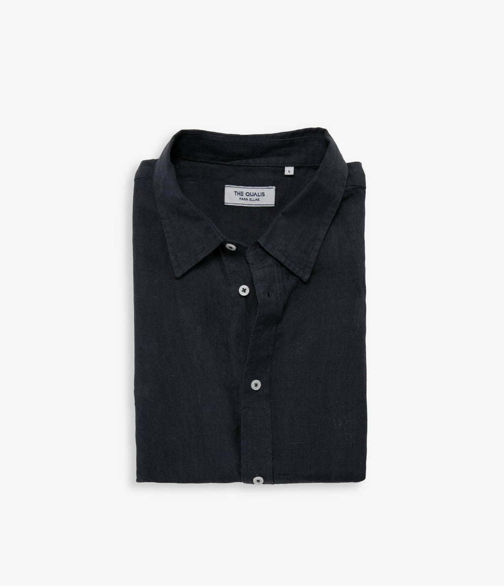 Blusa Mujer Lino Azul Marino Julia
