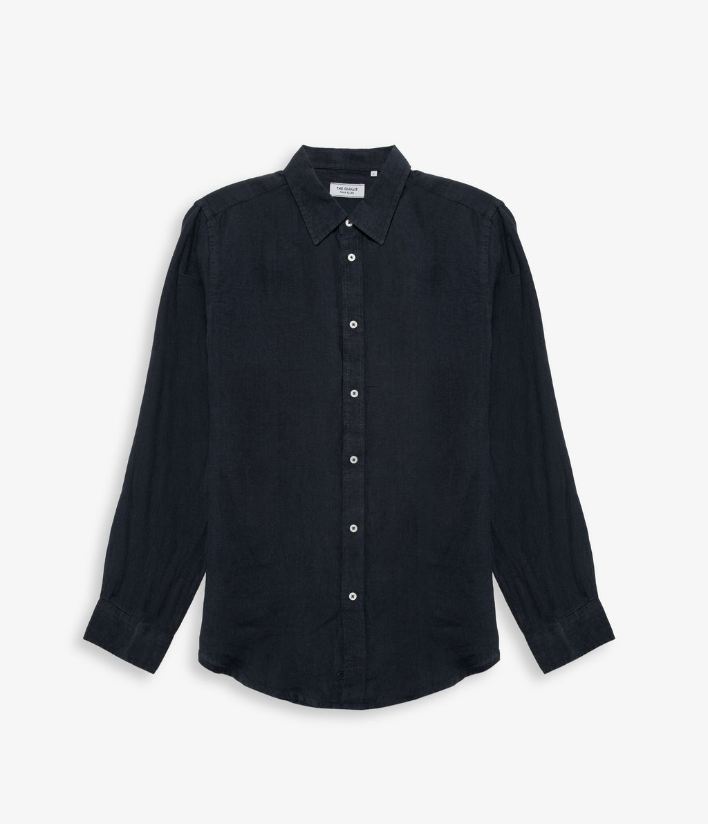 Blusa Mujer Lino Azul Marino Julia