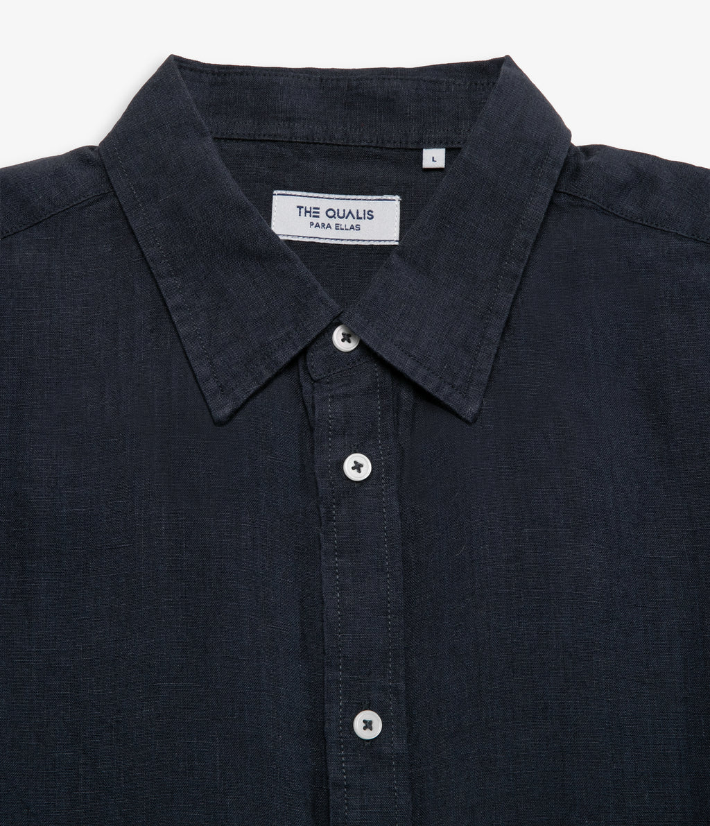 Blusa Mujer Lino Azul Marino Julia