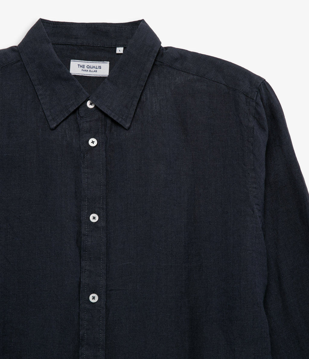 Blusa Mujer Lino Azul Marino Julia