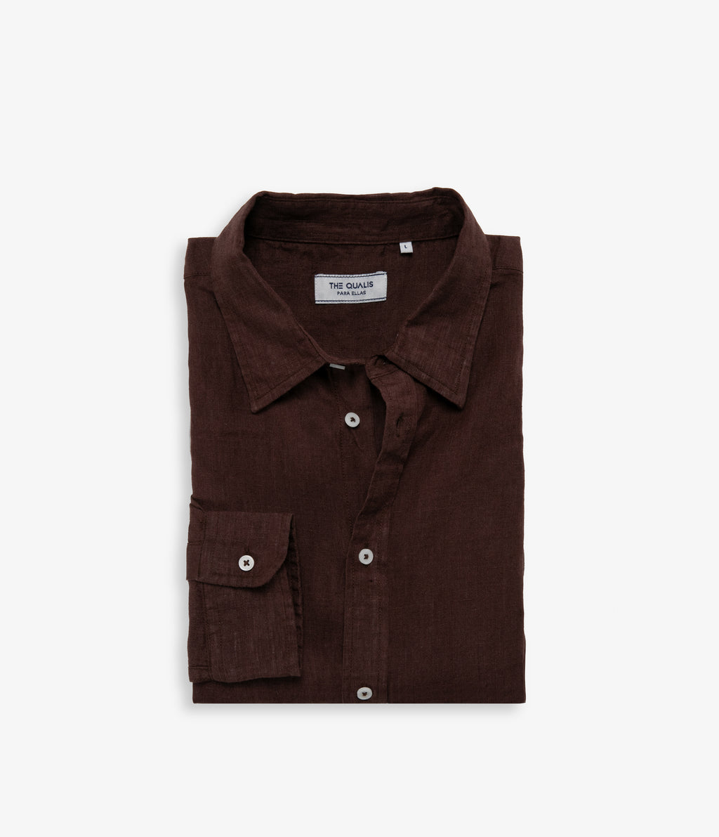 Blusa Mujer Lino Burdeo Julia