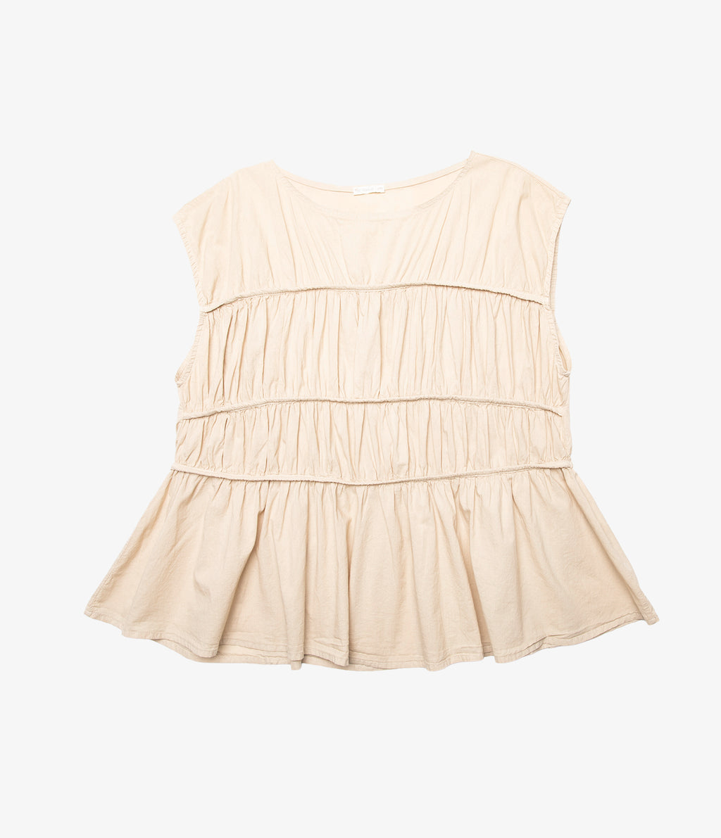 Blusa Mujer 100% Algodón Vuelos Beige