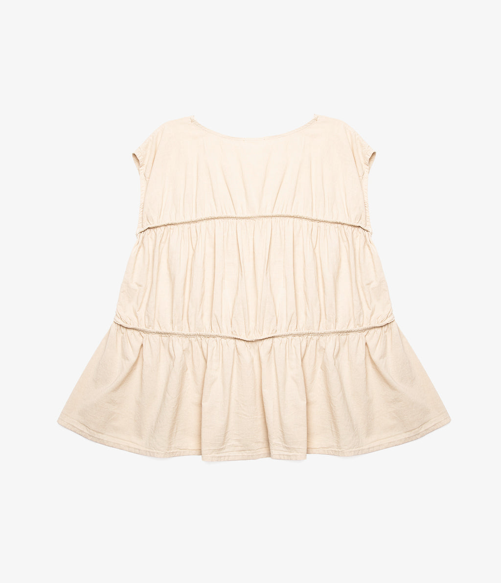 Blusa Mujer 100% Algodón Vuelos Beige