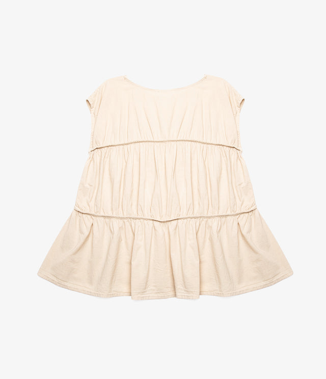 Blusa Mujer 100% Algodón Vuelos Beige