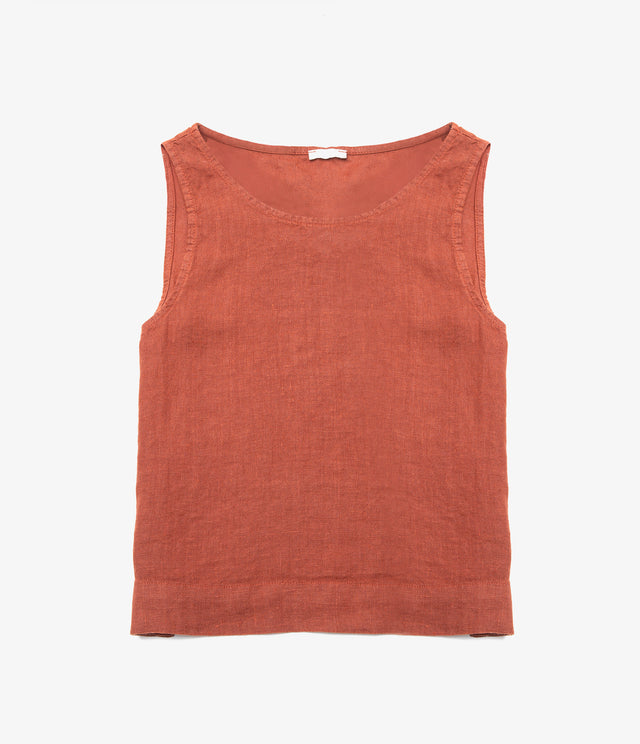 Top Mujer 100% Lino Firenze Terracota