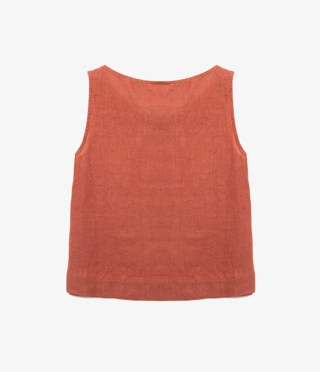 Top Mujer 100% Lino Firenze Terracota