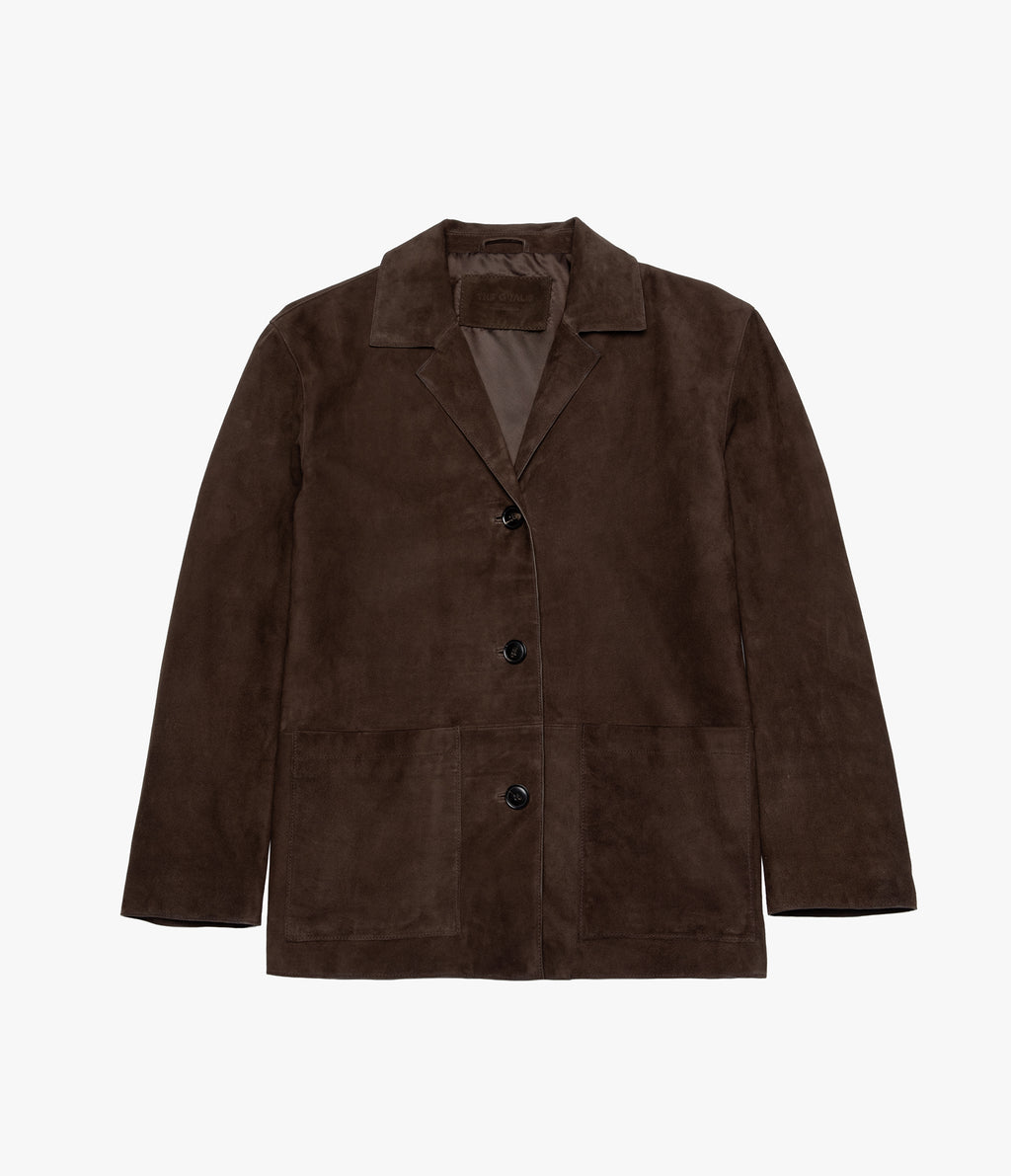 Chaqueta Blazer Mujer 100% Cuero Gamuza Café