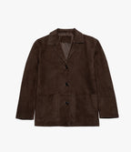 Chaqueta Blazer Mujer 100% Cuero Gamuza Café