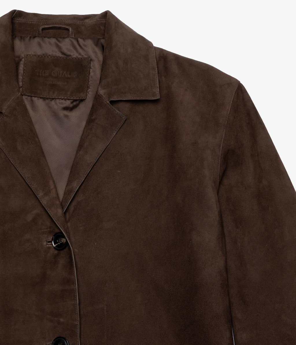 Chaqueta Blazer Mujer 100% Cuero Gamuza Café