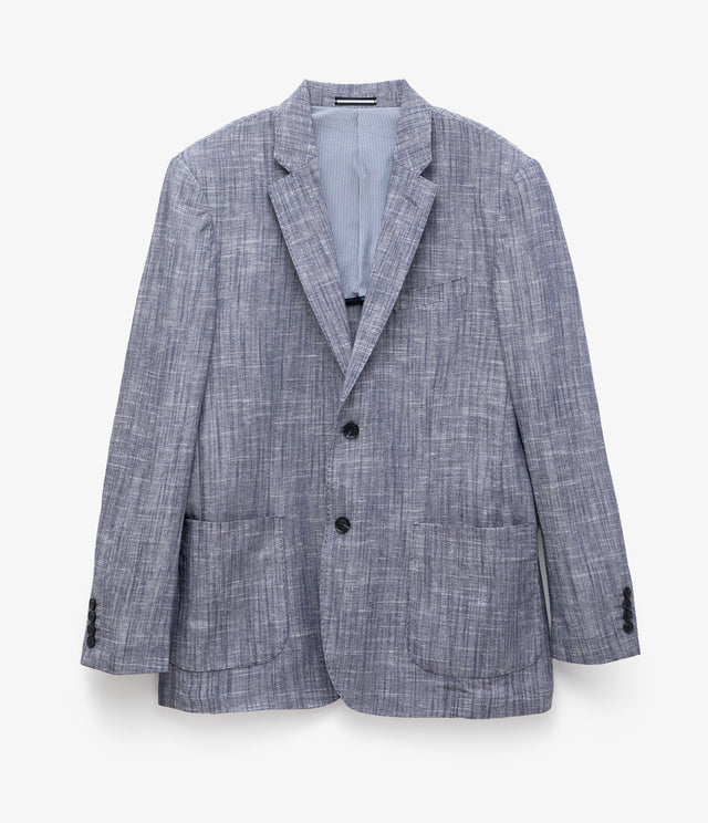 Blazer Hombre 100% Lino Azul Melange