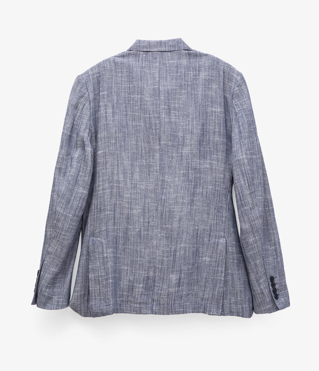 Blazer Hombre 100% Lino Azul Melange