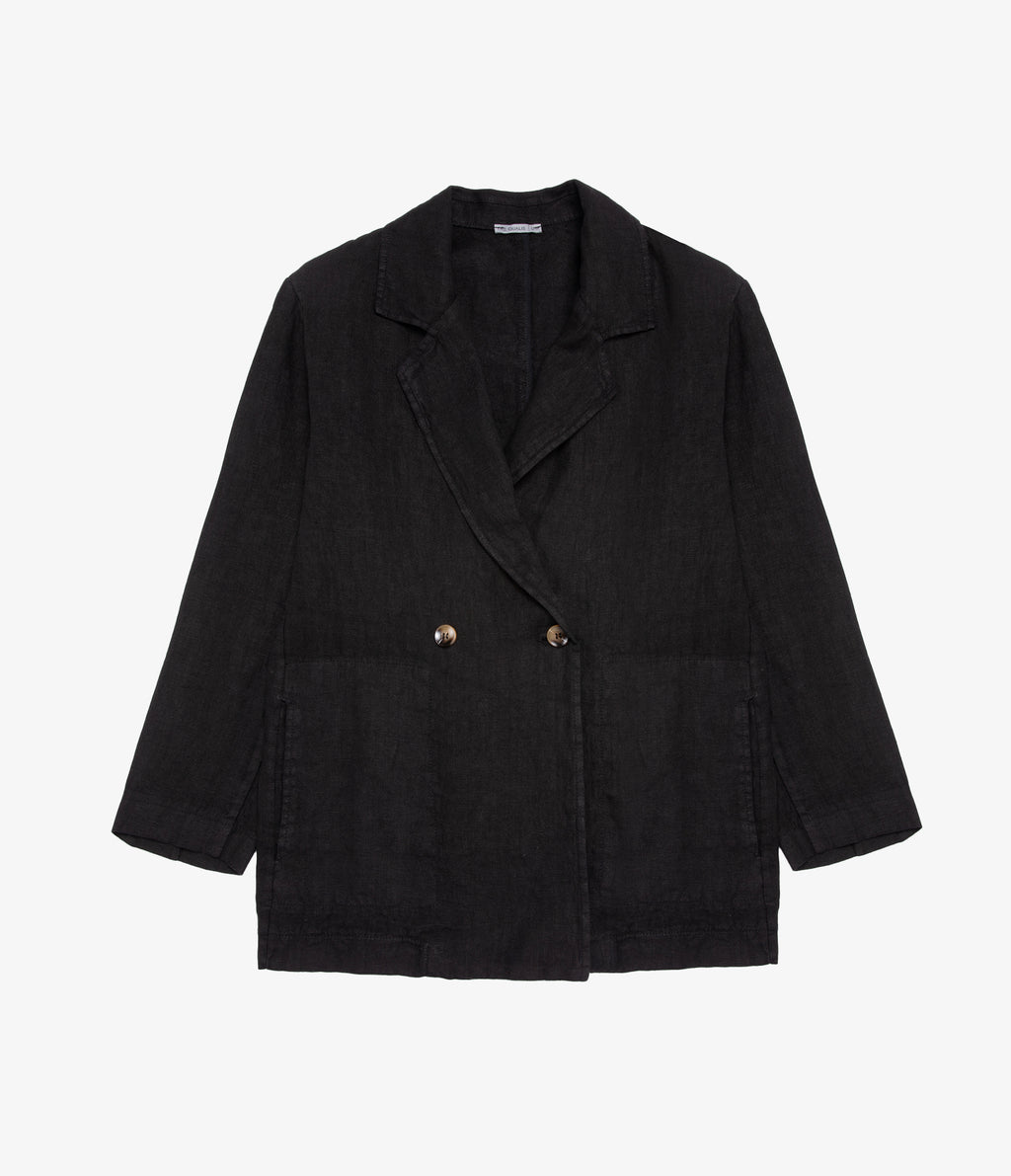 Blazer Mujer 100% Lino italiano Fiore Lino Negro
