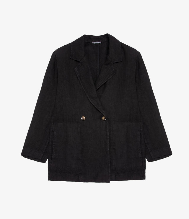 Blazer Mujer 100% Lino italiano Fiore Lino Negro