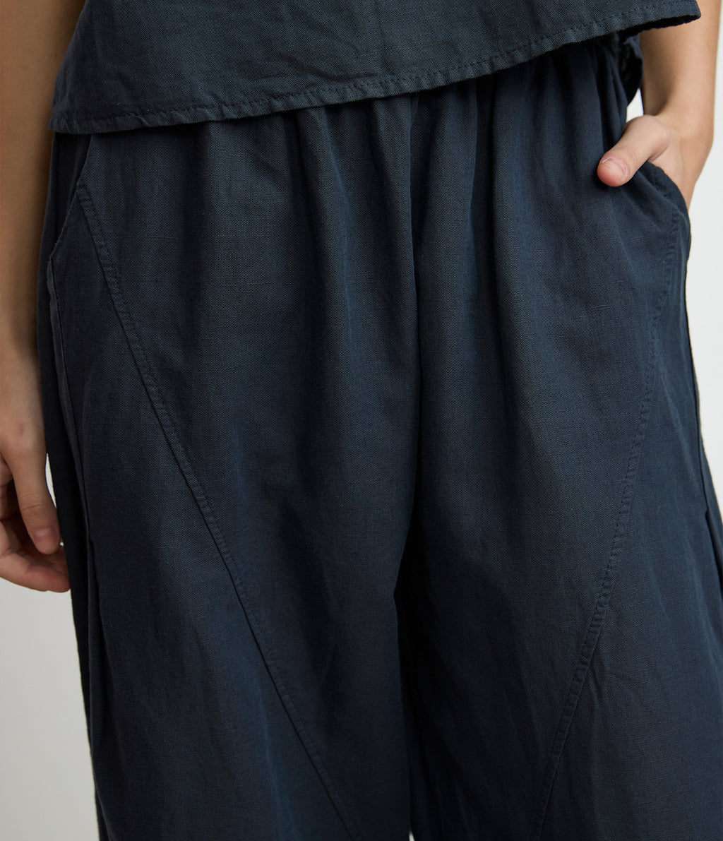 Pantalón Mujer Baggy Lino Parma Azul Marino