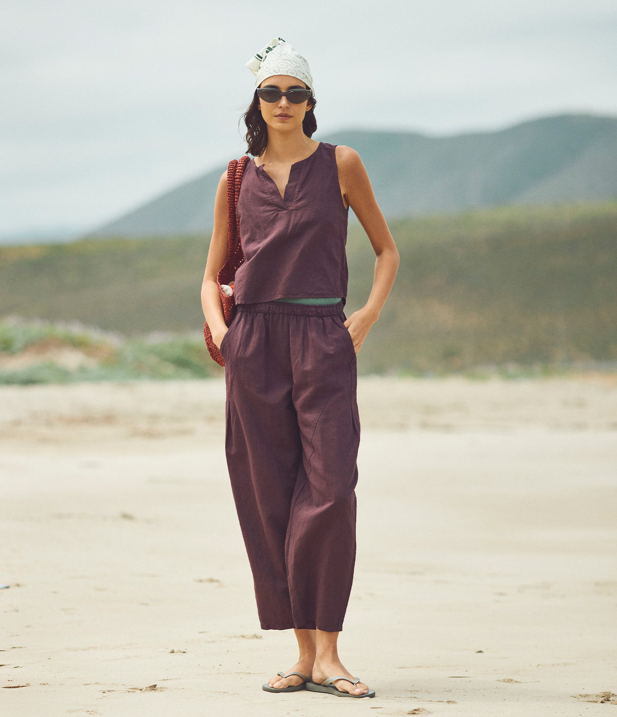 Pantalón Mujer Baggy Lino Parma Morado