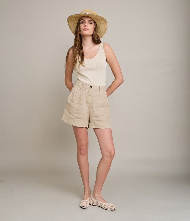 Bermuda Mujer 100% Lino Capella Beige