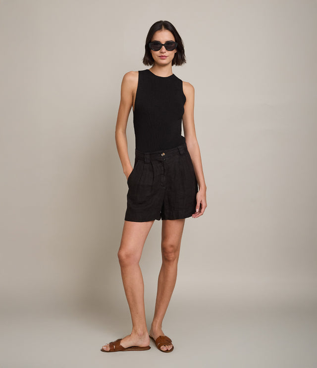 Bermuda Mujer 100% Lino Capella Negro