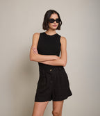 Bermuda Mujer 100% Lino Capella Negro