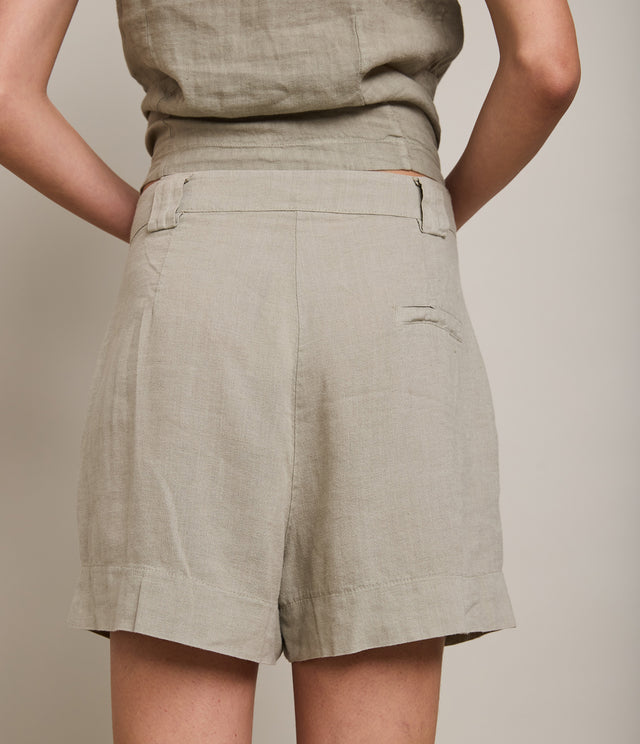 Bermuda Mujer 100% Lino Firenze Beige