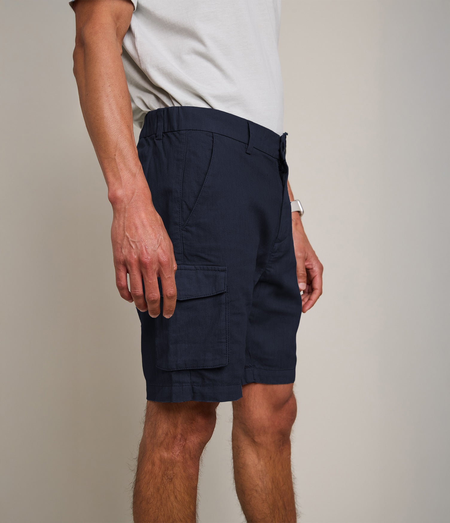 Bermuda Hombre Lino Algodón Gili Azul