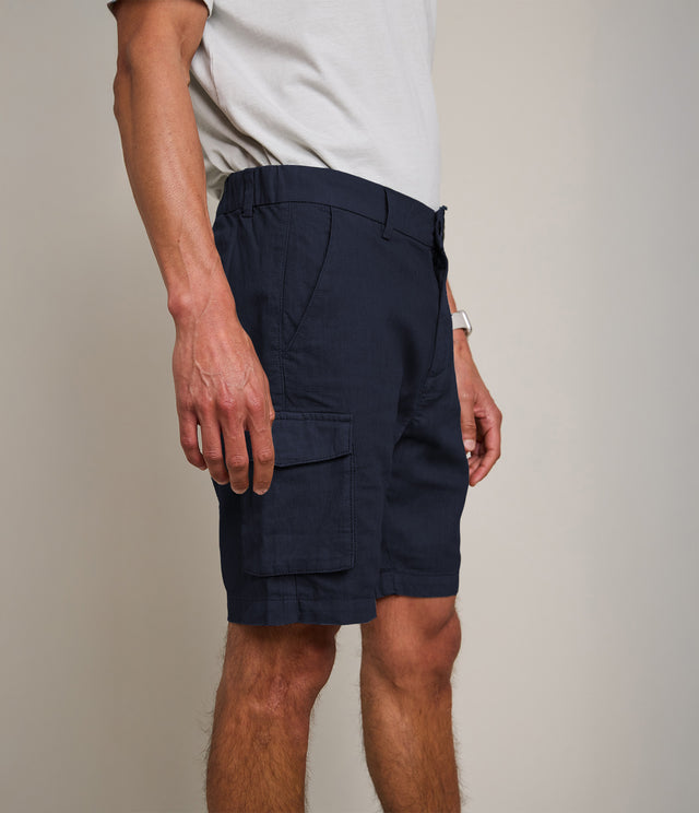 Bermuda Hombre Lino Algodón Gili Azul