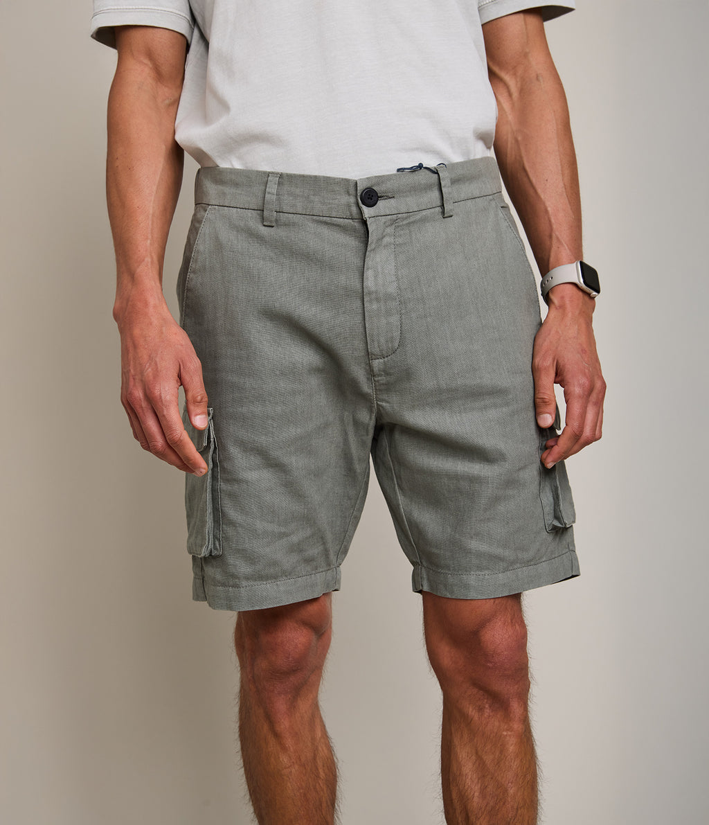 Bermuda Hombre Lino Algodón Gili Verde